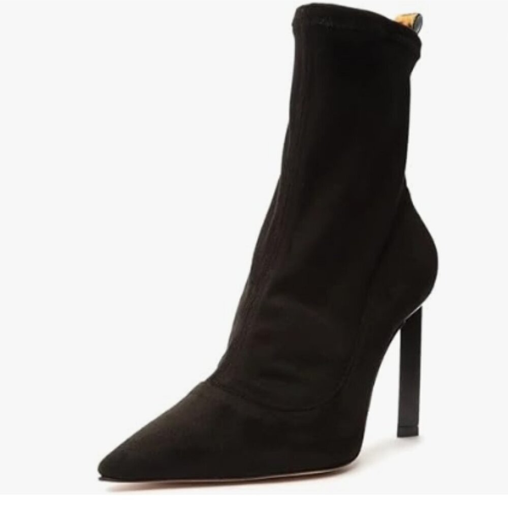 SCHUTZ Benine Suede Bootie Black Leopard Stripe Back Size 9 NWT